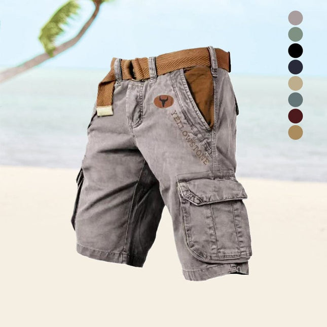Men's Cotton-Polyester Cargo Shorts | Multiple Pockets | Adjustable Waistband | Versatile Fit | Above-the-Knee Length | Sizes S-5XL | Neutral Colors | Comfortable & Functional Wear