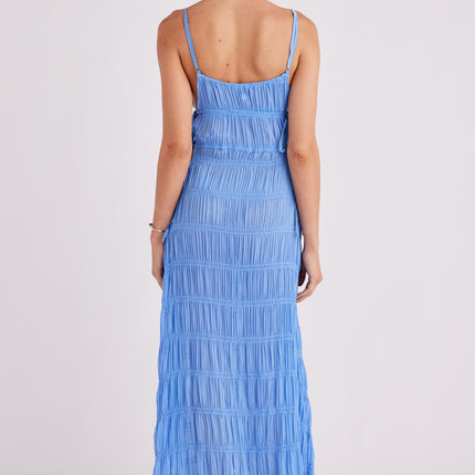 La Louisiane Sheer Cover Maxi Dress | Ruching & Drawstring Waist | Adjustable Side Cutouts | Bust Lined | Polyester Crepe Georgette