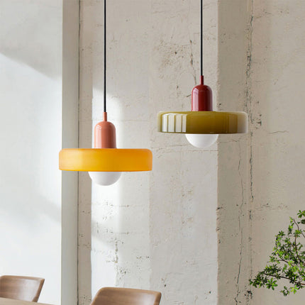 Bauhaus Pendant Light | Vivid Colored Glass | Modern Design | Functional Home Decor | Energy Efficient Lighting for Living Room, Dining Room, Bedroom