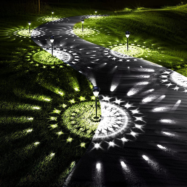 Solar Powered Landscape Lights | 10 Pack | High-Brightness with Mandala Pattern | Fast Charging & Long-Lasting | Weather Resistant | Easy Installation | Outdoor Decorative Lighting for Garden & Pathway