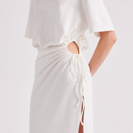 LOLA | Oversized Cotton Maxi Dress | Adjustable Drawstring Side | Asymmetrical High Split