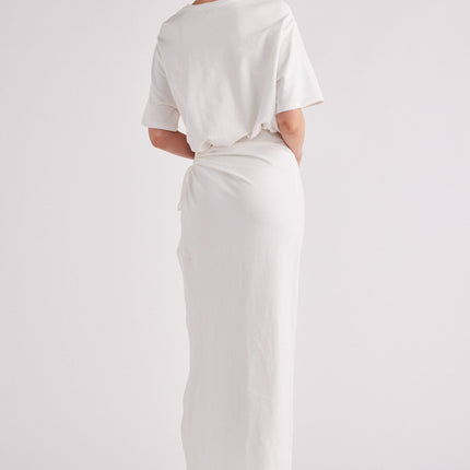 LOLA | Oversized Cotton Maxi Dress | Adjustable Drawstring Side | Asymmetrical High Split