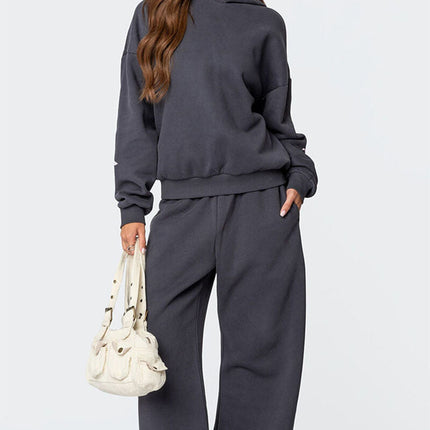 Women's Gray Oversized Tracksuit Set | Pink Bow Detail | Cotton Polyester Blend | Regular Fit | Casual Comfort | Stylish Homewear | Modern Cozy Lounge Wear