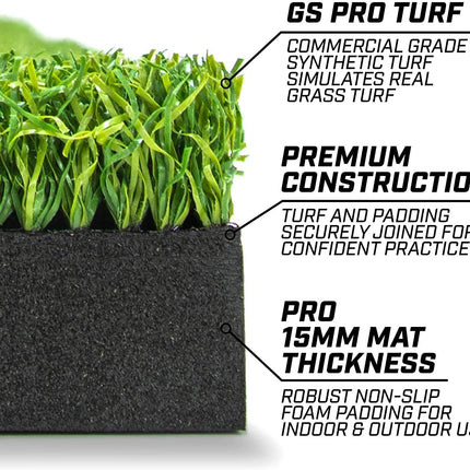 Golf Practice Mat | 5x4 ft Artificial Turf | 15mm Non-Slip Foam Padding | Indoor/Outdoor Training | 6 Teeing Positions | Includes 3 Rubber Tees for Drivers | Synthetic Grass for Realistic Feel