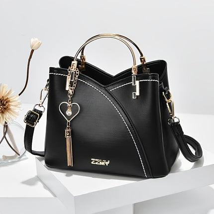 YSL Essential Luxury Leather Shoulder Bag | Vibrant Color Block Design | Stylish Tassel Accents | Spacious Interior