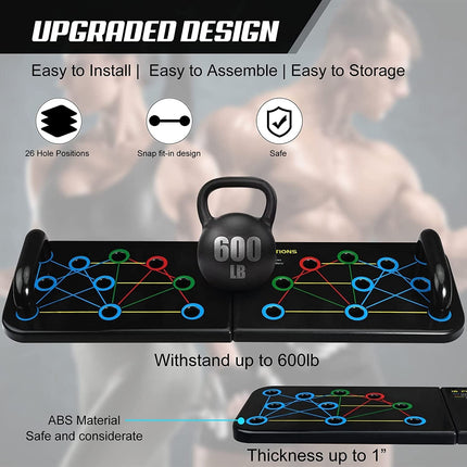 Upgraded Push-Up Board | High-Quality ABS Plastic | Non-Slip Handles | Color-Coded Guided Postures | 660lbs Load Capacity | Easy Assembly | Home and Outdoor Fitness Equipment