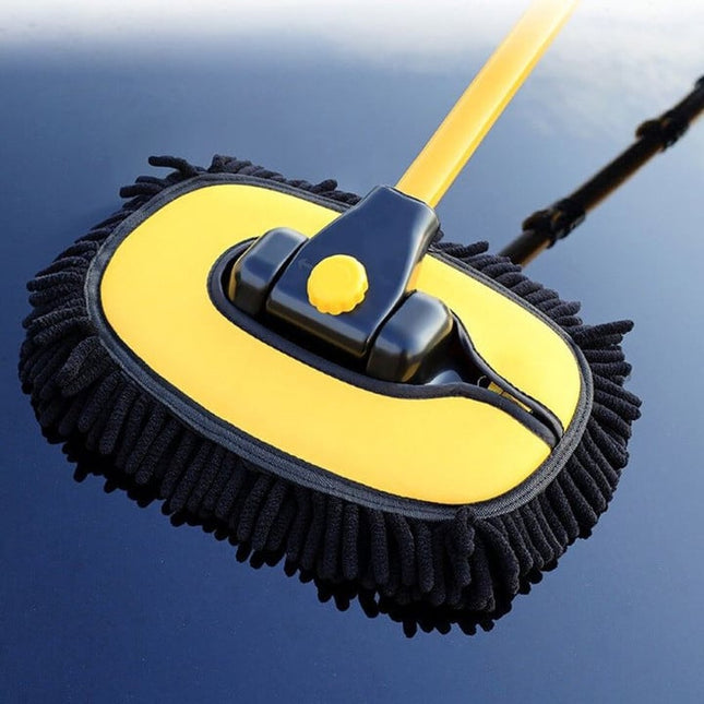 Car Cleaning Microfiber Mop | Long Retractable Handle | Easy Reach Bendable Design | Spotless Glass & Roof Care | Scratch Prevention | Noustia