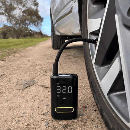 Portable Electric Air Pump | Noustia | 150 PSI Maximum Pressure | Built-in Power Bank | Emergency LED Torch | 4 Preset Modes | 4 Free Nozzles | Ideal for Cars, Bikes, Balloons & More | Compact & Efficient