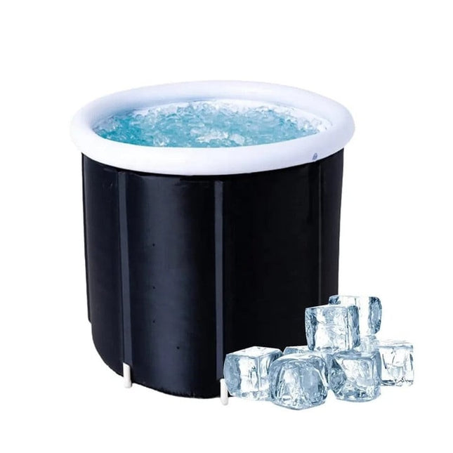 Portable Recovery Ice Bath Tub | 400L Capacity | Cold Therapy Relief | Noustia | Includes Drain Hose | Protective Lid & Carry Case | 75cm Diameter | 80cm Height | Ideal for Post-Workout Rejuvenation