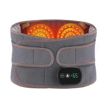Electric Heating Waist Wrap | Infrared Technology | Muscle Relaxation | Adjustable Strap | USB Rechargeable | 3 Temperature Settings | Dual Motor Vibration | Portable | Gray