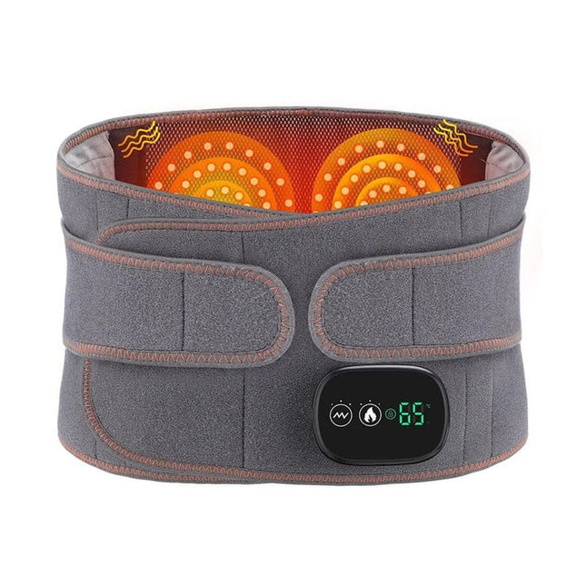 Electric Heating Waist Wrap | Infrared Technology | Muscle Relaxation | Adjustable Strap | USB Rechargeable | 3 Temperature Settings | Dual Motor Vibration | Portable | Gray