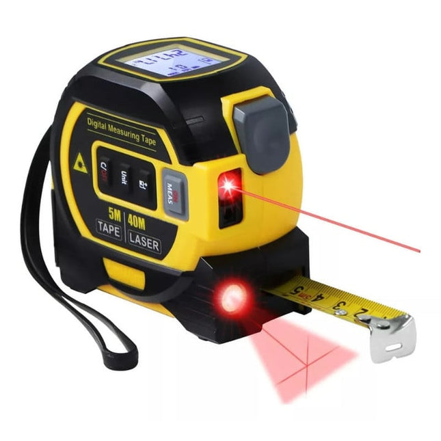 3-in-1 Laser Distance Measurement Tool | 60m Laser Range | Digital Display | Accurate ±2mm | Steel Tape 5m | Auto-Lock & Retract | Multi-Unit Support | Durable ABS & Silicone | Ideal for DIY & Professional Use