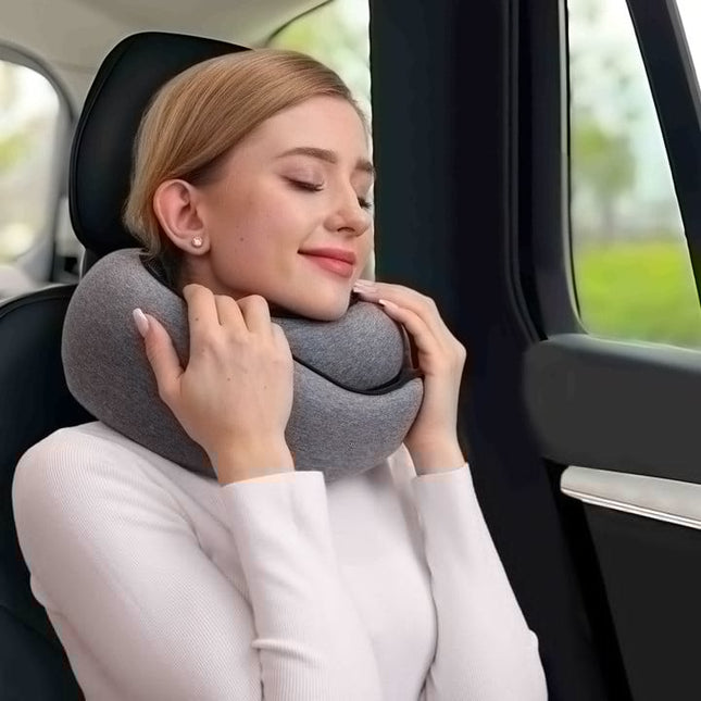 Ergonomic Travel Head Cushion | Full Neck Support | Breathable Soft Materials | Snap Closure | Journey Comfort | Noustia