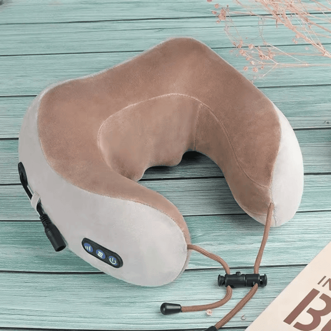 Noustia Neck Relaxation Device | Shiatsu Massage Techniques | Travel-Friendly | USB-Rechargeable | Velvet & Memory Foam | Alleviates Neck & Shoulder Tension | Ergonomic U-Shape | Lightweight & Portable