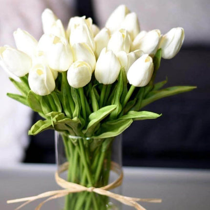 10-Piece Lifelike Faux Tulips | High-Quality PU | 16-Inch Long | Variety of Colors | Customizable Bouquet | Home Decor Accent | Vibrant and Fresh-Looking | Suitable for Tables, Shelves, Desks | 3.5cm Diameter
