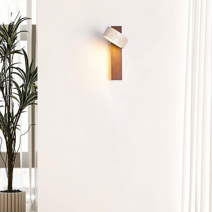 LumenAisle Wall Lamp | Natural Travertine and Wood | Japanese Wabi-Sabi Design | Minimalist LED Lighting | Easy Installation | Warm White Light | Perfect for Bedrooms, Living Rooms, Hallways