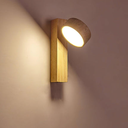 LumenAisle Wall Lamp | Natural Travertine and Wood | Japanese Wabi-Sabi Design | Minimalist LED Lighting | Easy Installation | Warm White Light | Perfect for Bedrooms, Living Rooms, Hallways