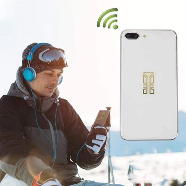 Mobile Phone Signal Booster | Universal Sticker Antenna Enhancer | Gold | Minimize Dropped Calls | Strong Reception in Remote Areas | Compatible with All Phones | 1.5m Antenna Equivalent
