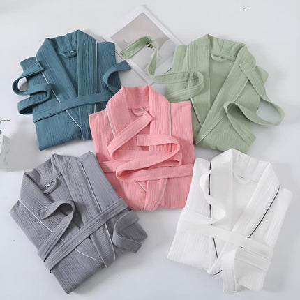 Unisex Cotton Short Sleeve Robe | Lightweight Double-Layer Gauze | Breathable & Soft | Machine Washable | Perfect for Lounging & Relaxation | Sizes M-XL | Ideal Gift for Special Occasions