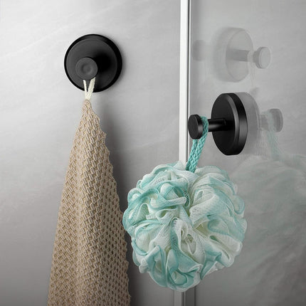 BathroomBuddy | Strong Suction Cup Wall Hooks | Easy Tool-Free Installation | Versatile Storage for Towels & Accessories | Set of 2 | High-Quality Plastic