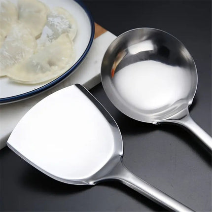 Stainless Steel Kitchen Utensils Set | 5 Pieces | Professional Grade | Ergonomic Handles | Includes Spatula, Ladle, Skimmer | Durable, Rust-Resistant & Heatproof | Dishwasher Safe | Home & Restaurant Use