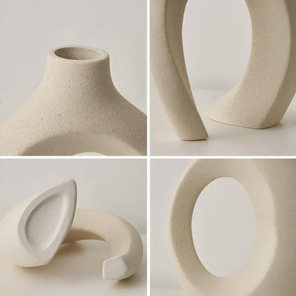 Scandinavian-Inspired Unity Vase Duo | Interlocking Ceramic Design | Modern Minimalist Decor for Lounge or Tabletop | Sustainable Materials | Includes Large and Small Vase | Timeless Neutral Tones