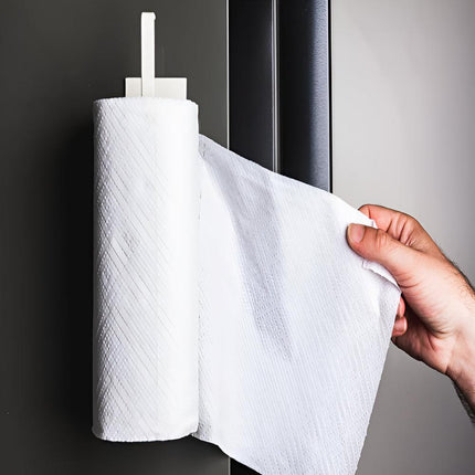 Adhesive Wall-Mounted Paper Towel Holder | No Drilling Required | Space-Saving | Bathroom and Kitchen Organizer | Durable Iron | Easy Installation | Holds Paper Towels, Cutting Boards & Disposable Bags