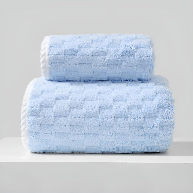 Pure Soft Fleece Towels | Cozy Breathable 2-Piece Set | Includes Bath & Hand Towel | Durable with Tight Stitching | Top Hanging Loop | Machine Washable | Everyday Luxury & Comfort