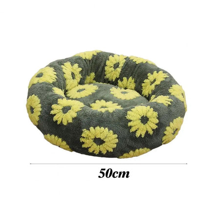 Plush Cozy Round Bed | Calming Donut Design | Anti-Slip Base | Sherpa Fabric | Ideal for Small Dogs & Cats | Supports Head & Neck | Washable Cover | 20"x20" | Perfect Pet Retreat | Up to 15 lbs