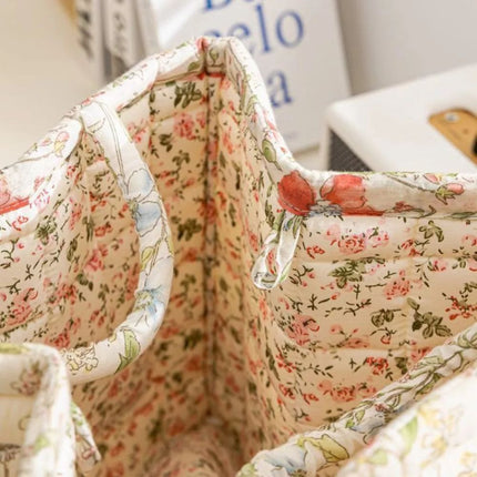 Charming Country-Style Floral Canvas Storage Basket | Organize Essentials with Durable, Lightweight Design | Perfect for Clothes, Shoes, and Accessories | Elegant, Practical Home Addition