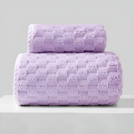 Pure Soft Fleece Towels | Cozy Breathable 2-Piece Set | Includes Bath & Hand Towel | Durable with Tight Stitching | Top Hanging Loop | Machine Washable | Everyday Luxury & Comfort