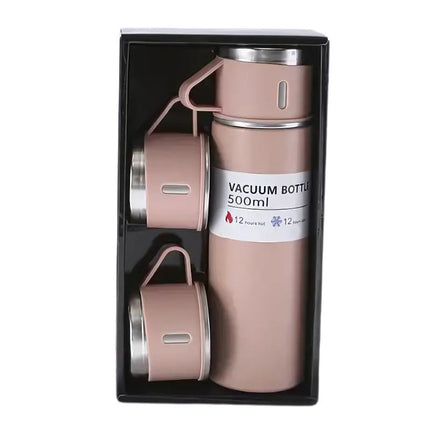 Stainless Steel 500ml Insulated Thermal Mug | Double-Walled Vacuum | 3 in 1 Set | Keeps Drinks Hot or Cold for 12 Hours | Includes Convenient Drinking Cup | Rust-Proof and Leak-Proof Design | Ideal for Travel & Daily Use