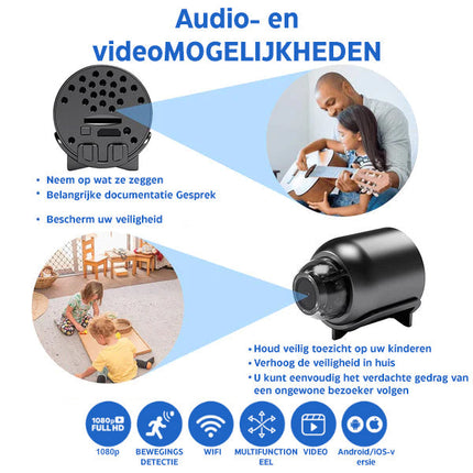 Minieye | 1080p HD Wireless Childcare Camera | Night Vision | Motion Detection | 160° Wide Angle Lens | Long Battery Life | Discreet Design | Remote Access | 128GB SD Card Support
