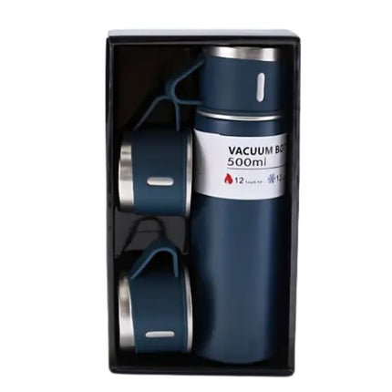 Stainless Steel 500ml Insulated Thermal Mug | Double-Walled Vacuum | 3 in 1 Set | Keeps Drinks Hot or Cold for 12 Hours | Includes Convenient Drinking Cup | Rust-Proof and Leak-Proof Design | Ideal for Travel & Daily Use