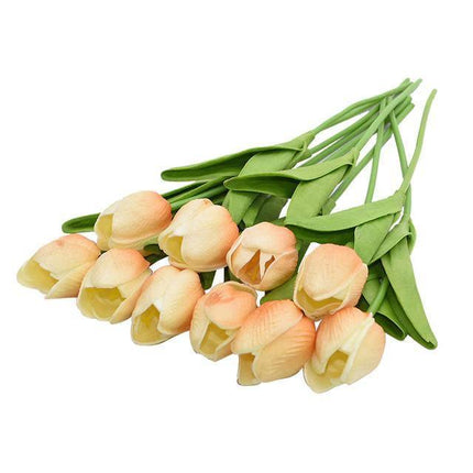 10-Piece Lifelike Faux Tulips | High-Quality PU | 16-Inch Long | Variety of Colors | Customizable Bouquet | Home Decor Accent | Vibrant and Fresh-Looking | Suitable for Tables, Shelves, Desks | 3.5cm Diameter