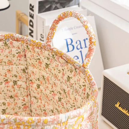 Charming Country-Style Floral Canvas Storage Basket | Organize Essentials with Durable, Lightweight Design | Perfect for Clothes, Shoes, and Accessories | Elegant, Practical Home Addition