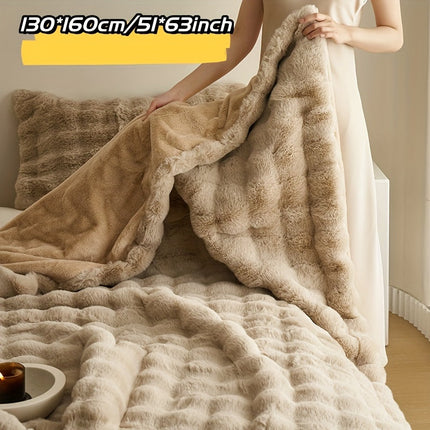 Double-Sided Faux Rabbit Fleece Blanket | Soft Plush Comfort for Bedroom, Living Room & Travel | Cozy All-Season Use