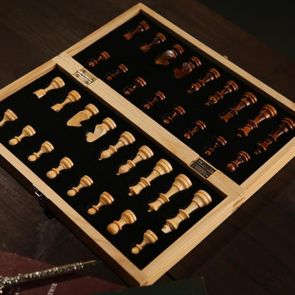 Family Chess Set | Foldable Wooden Board 39cm | Magnetic Pieces | Boosts Creativity & Problem-Solving Skills | Portable & Durable | Educational Brain Exercise | 34x34cm & 39x39cm