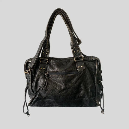 Jeoara | Washed PU Leather Tote | Vintage Design | Spacious Interior | Sturdy Shoulder Straps | Multi-compartment | Women's Fashion Bag | Elegant and Functional | Versatile Style | Durable Construction