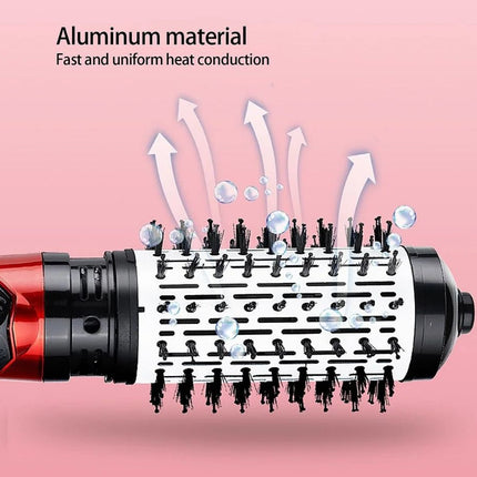 360° Rotating Hair Dryer Brush | Two Interchangeable Brushes | Multi-directional Styling | Adjustable Temperature Settings | Ergonomic Design | Negative Ion Technology | Suitable for Dry and Wet Hair | 1000W