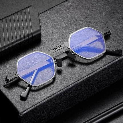 Ultralight Titanium Folding Reading Eyewear | Screwless Frame | Anti-Blue Light | Smart Zoom Progressive Lenses | Lightweight 22g | Multifocal Glasses for Indoor & Outdoor Use