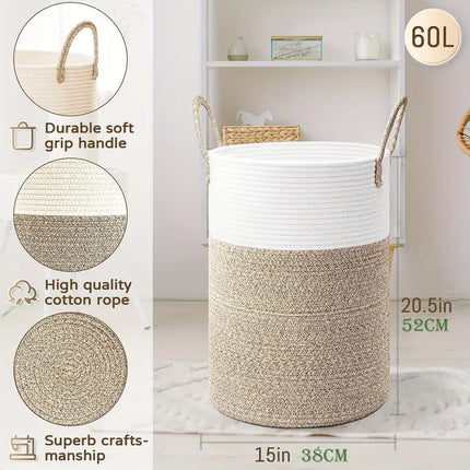 Versatile Storage Basket | Durable Design | Spacious Capacity | Handy Handles | Fits Any Interior | Perfect for Laundry, Toys, Blankets | Ideal for Bedroom, Bathroom, Living Room, Nursery