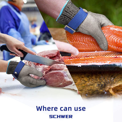 Food Grade Stainless Steel Mesh Glove | ANSI A9 Cut Resistance | For Kitchen & Meat Processing | Adjustable Wrist Strap | Eco-Friendly | Right or Left Hand Use | Easy Clean & Dishwasher Safe