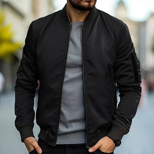 Men's Bomber Jacket | Water-Resistant | Ribbed Cuffs & Hem | Arm Pocket | Polyester-Cotton Blend | Classic Colors & Retro Flair | S to XXL | Versatile Style for Urban Adventures