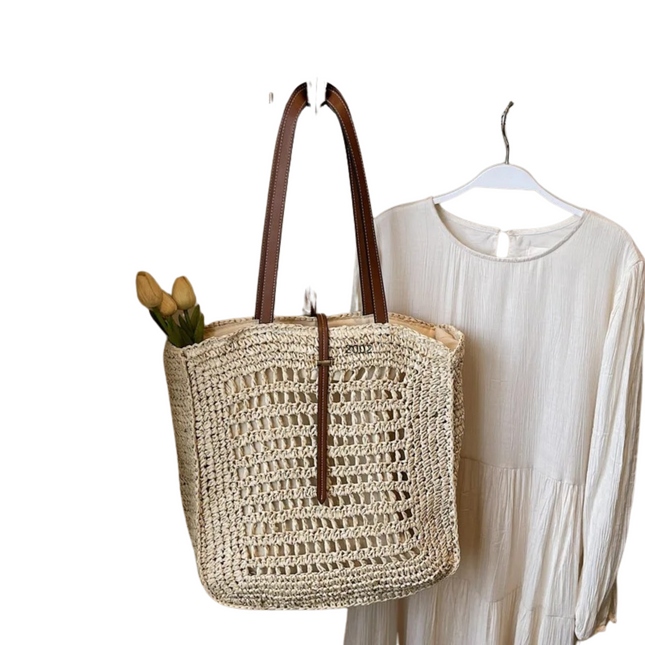 ROSE | Eco-Friendly Straw Tote Bag for Women | Spacious Summer Beach Handbag | Trendy & Durable Ladies' Shoulder Bag