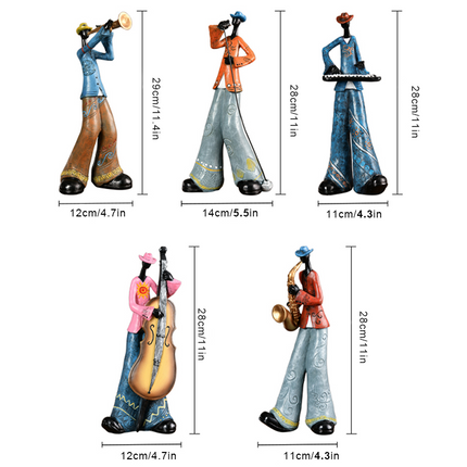 Band Art Sculpture | Hand-Painted Resin Musician Figurines | Unique Home Decor | Collectible Statue | Gifts for Fans | Vintage-Style Design | Singer, Guitar, Piano, Saxophone, Trumpet