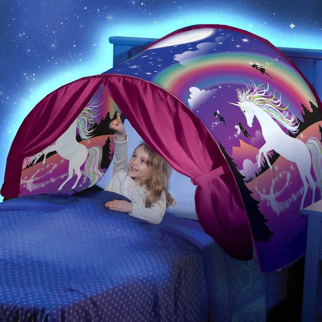 DreamDome | Enchanted Kids' Sleep Tent | Anxiety-Relieving Pop-up Canopy | Easy Setup with Washable Fabric | 120x80x70 cm
