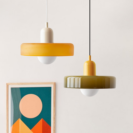 Bauhaus Pendant Light | Vivid Colored Glass | Modern Design | Functional Home Decor | Energy Efficient Lighting for Living Room, Dining Room, Bedroom