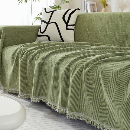 Herringbone Tassel | Soft Sofa Cover | Anti-Scratch Pet Friendly | Elegant Home Decor | Easy to Setup | Machine Washable | Luxurious Blanket Couch Protector | Versatile Style