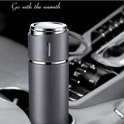 Stainless Steel 500ml Insulated Thermal Mug | Double-Walled Vacuum | 3 in 1 Set | Keeps Drinks Hot or Cold for 12 Hours | Includes Convenient Drinking Cup | Rust-Proof and Leak-Proof Design | Ideal for Travel & Daily Use